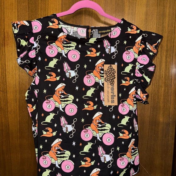 NWT Nooworks Mean Machine Ruffle Top XL - Picture 2 of 2